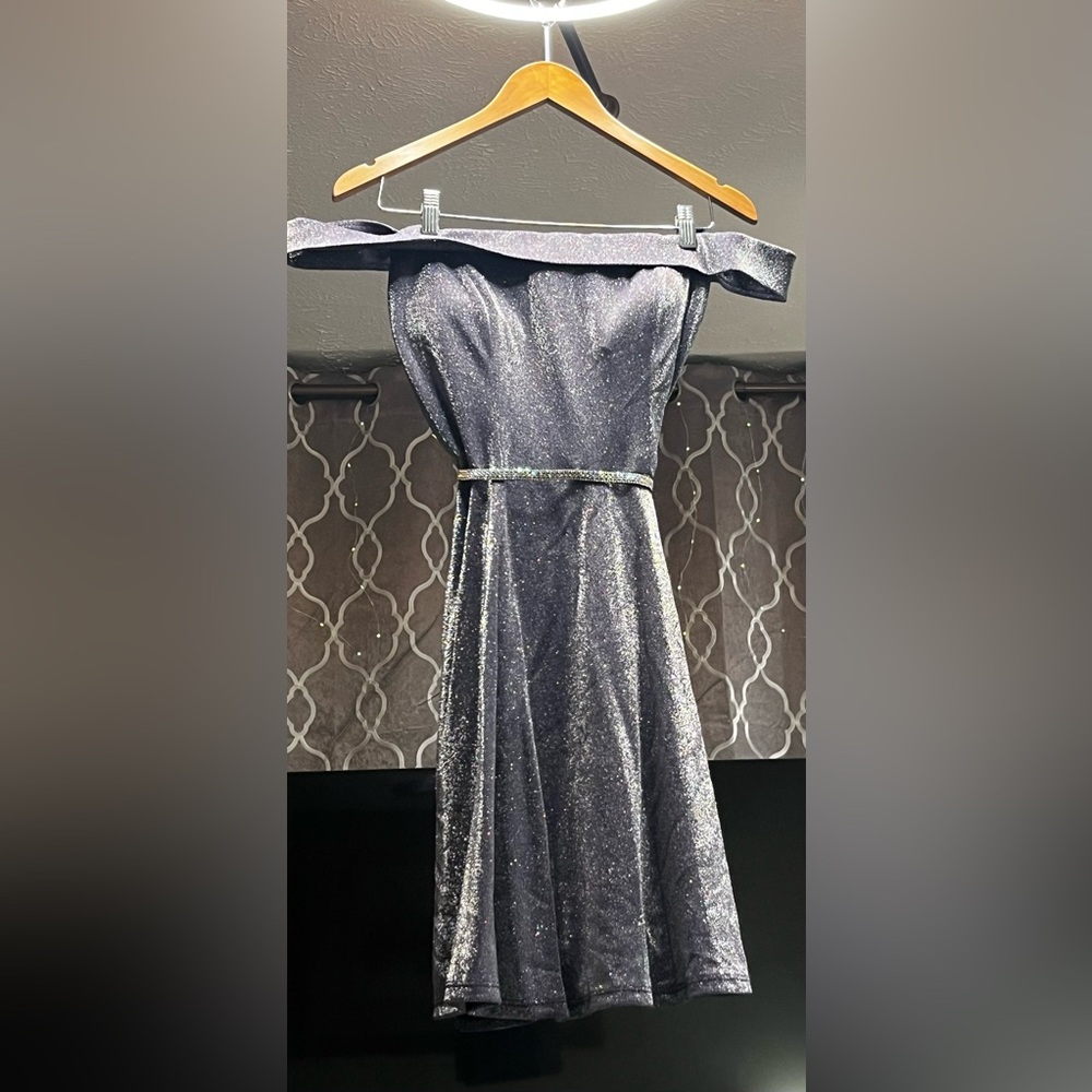 Elegant Off-Shoulder Silver Dress